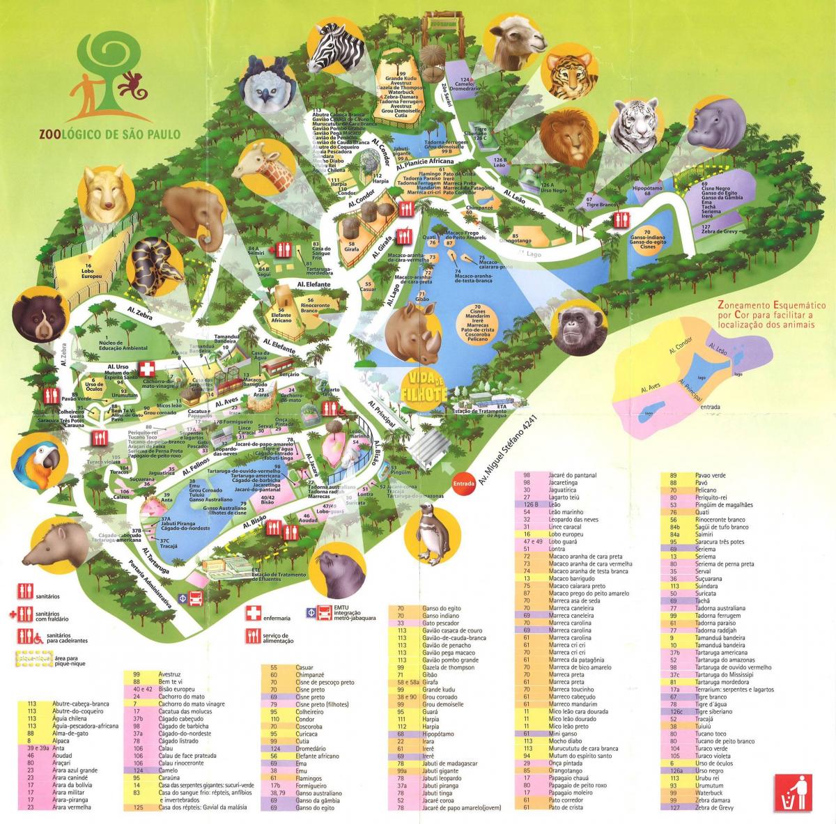 Mappa di parco zoologico di São Paulo
