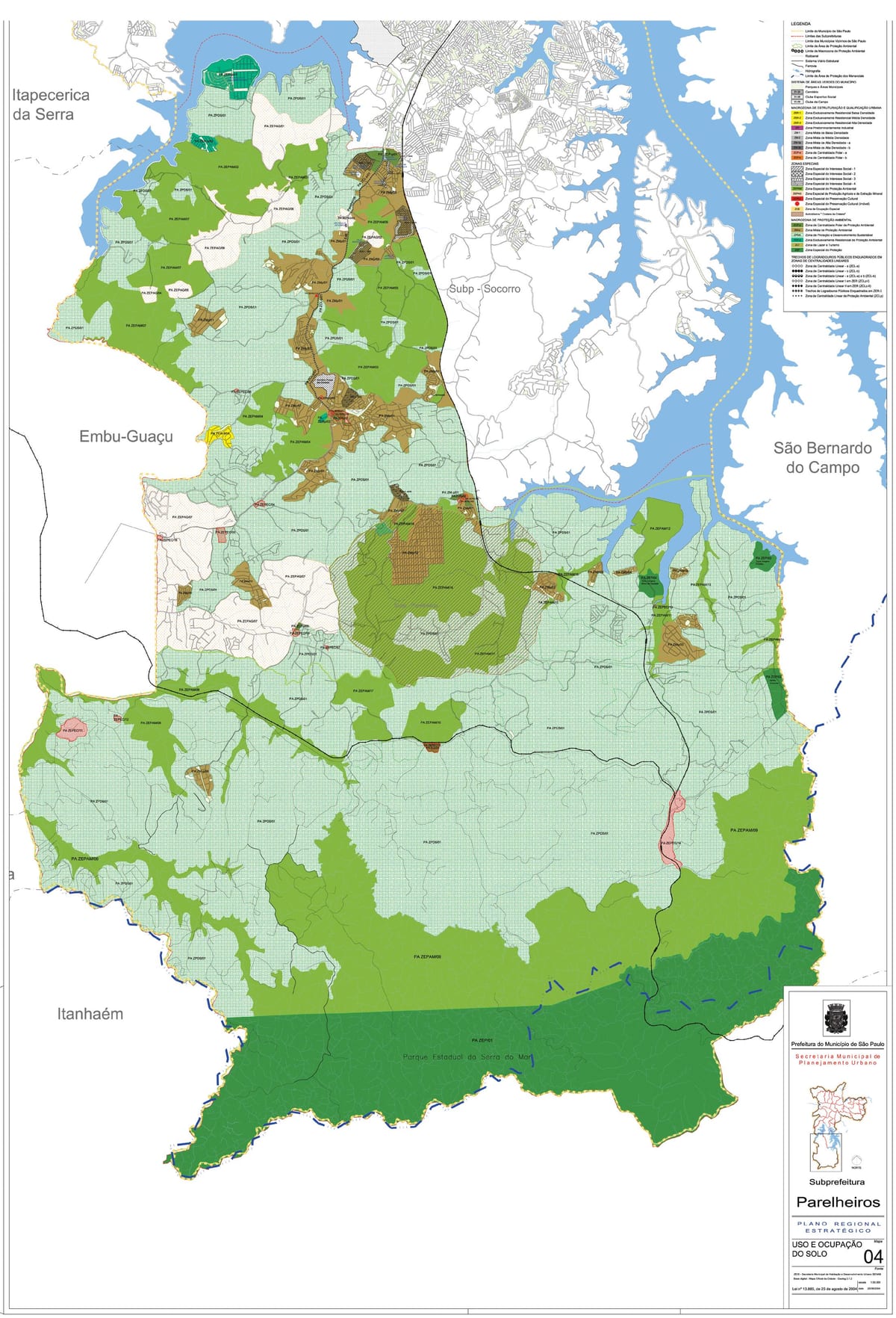 Mappa di Parelheiros São Paulo - Occupazione del suolo
