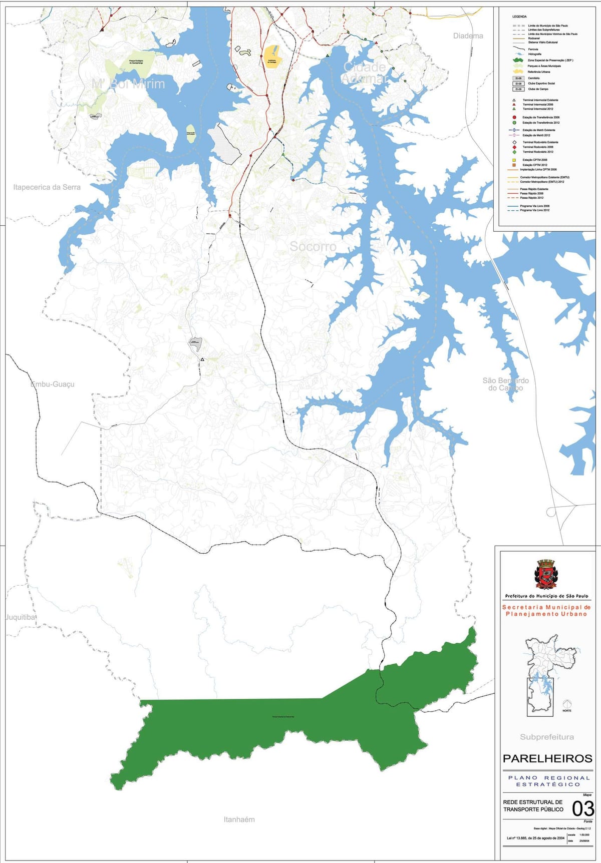 Mappa di Parelheiros São Paulo - trasporti Pubblici