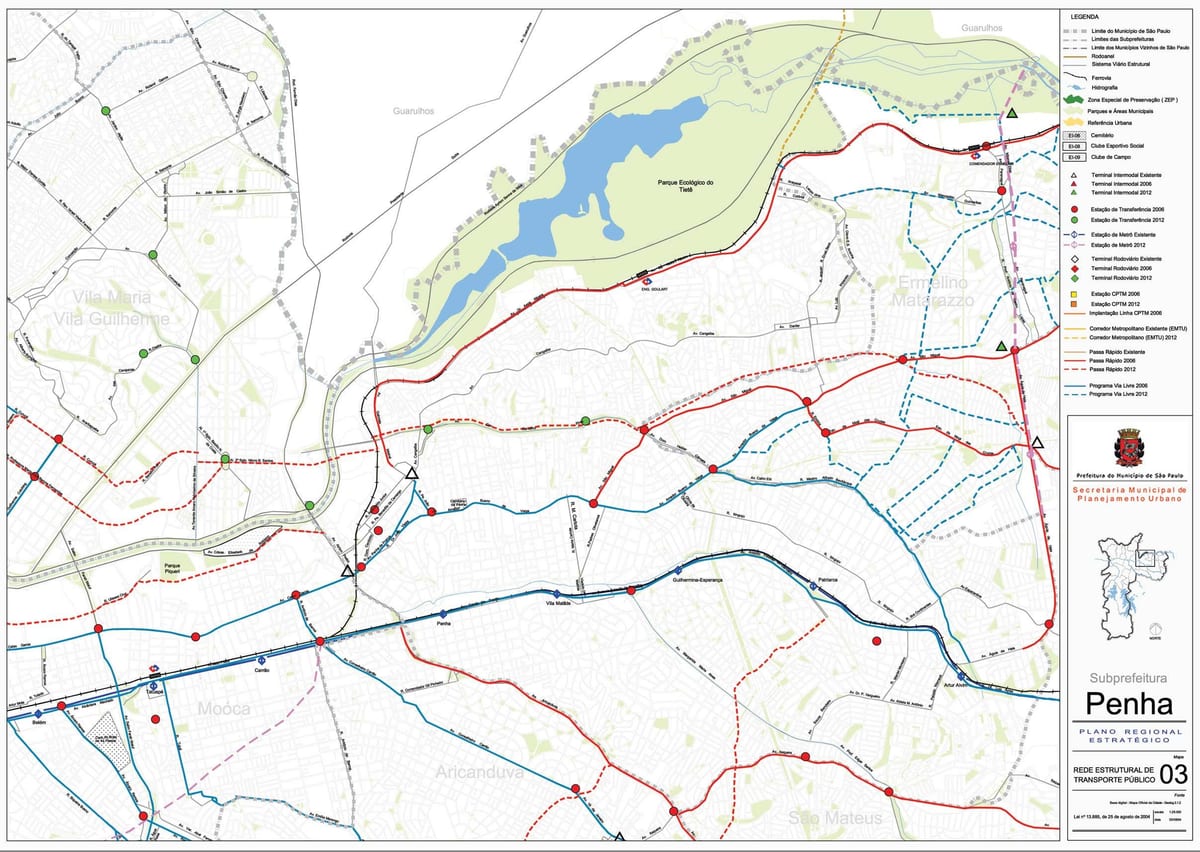 Mappa di Penha São Paulo - trasporti Pubblici