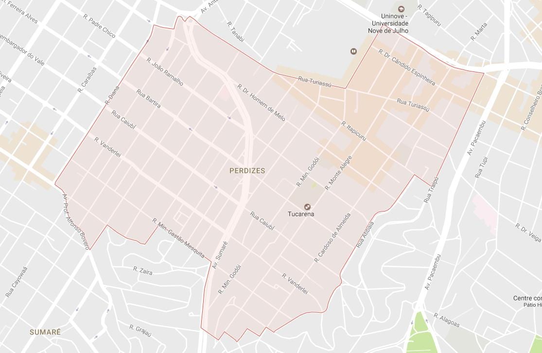 Mappa di Perdizes São Paulo