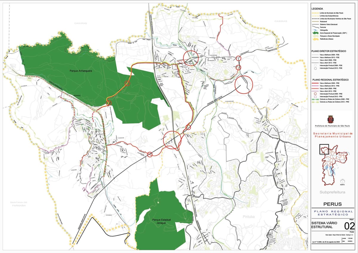 Mappa di Perus São Paulo - Strade
