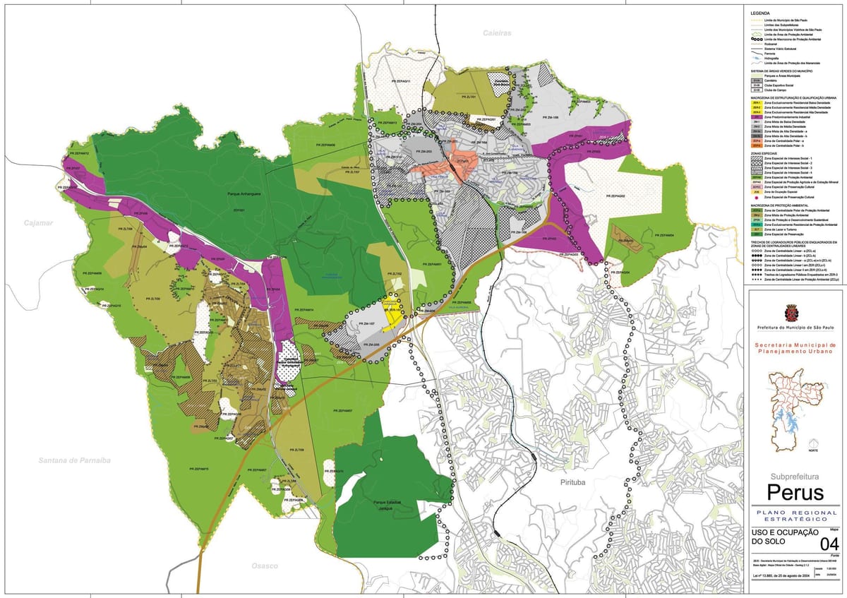 Mappa di Perus São Paulo - Occupazione del suolo