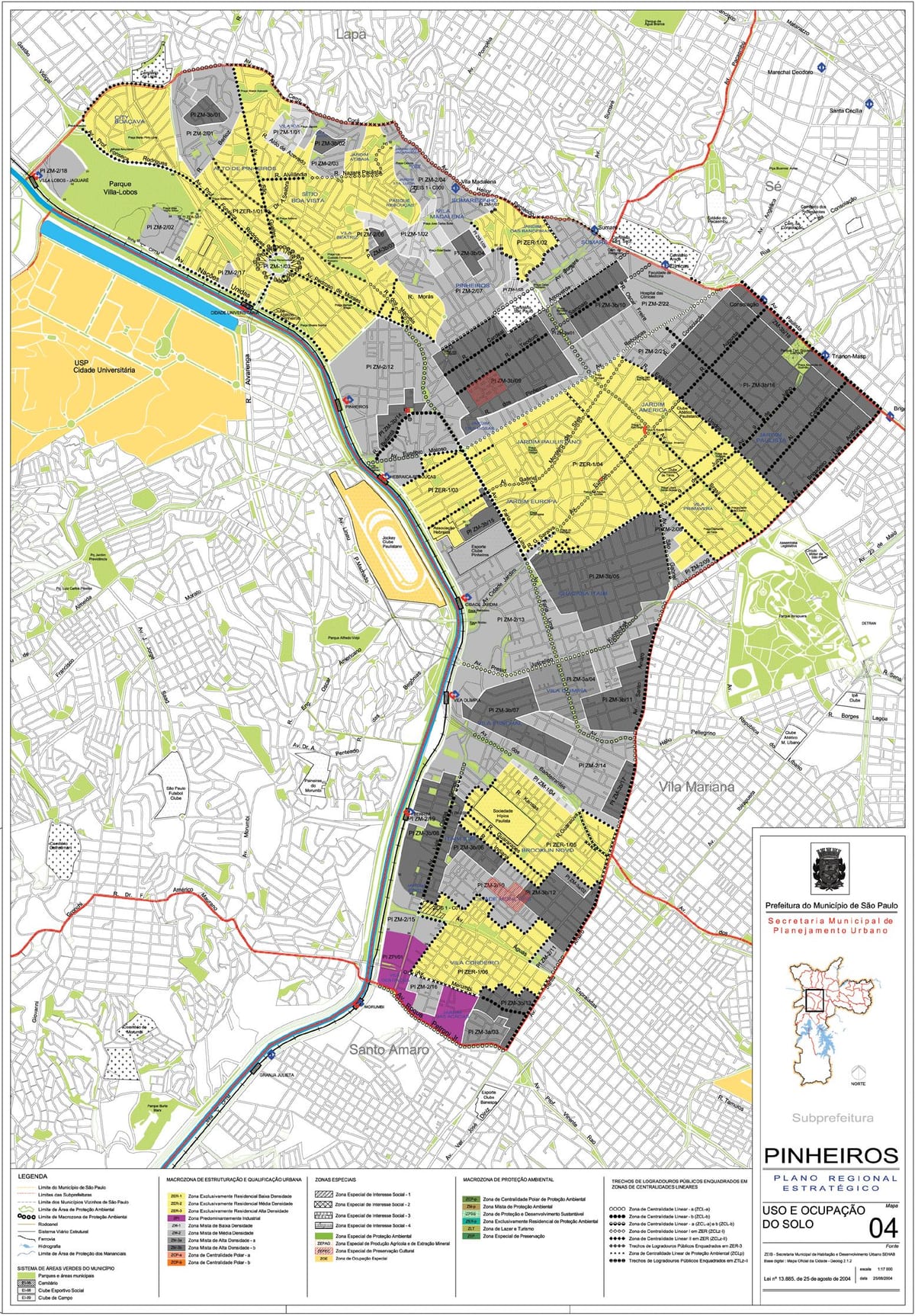 Mappa di São Paulo Pinheiros - Occupazione del suolo