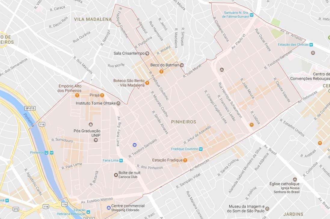 Mappa di São Paulo Pinheiros