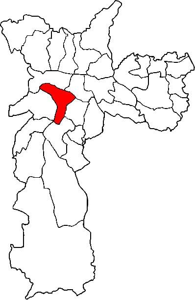 Mappa di Pinheiros sub-prefettura di São Paulo