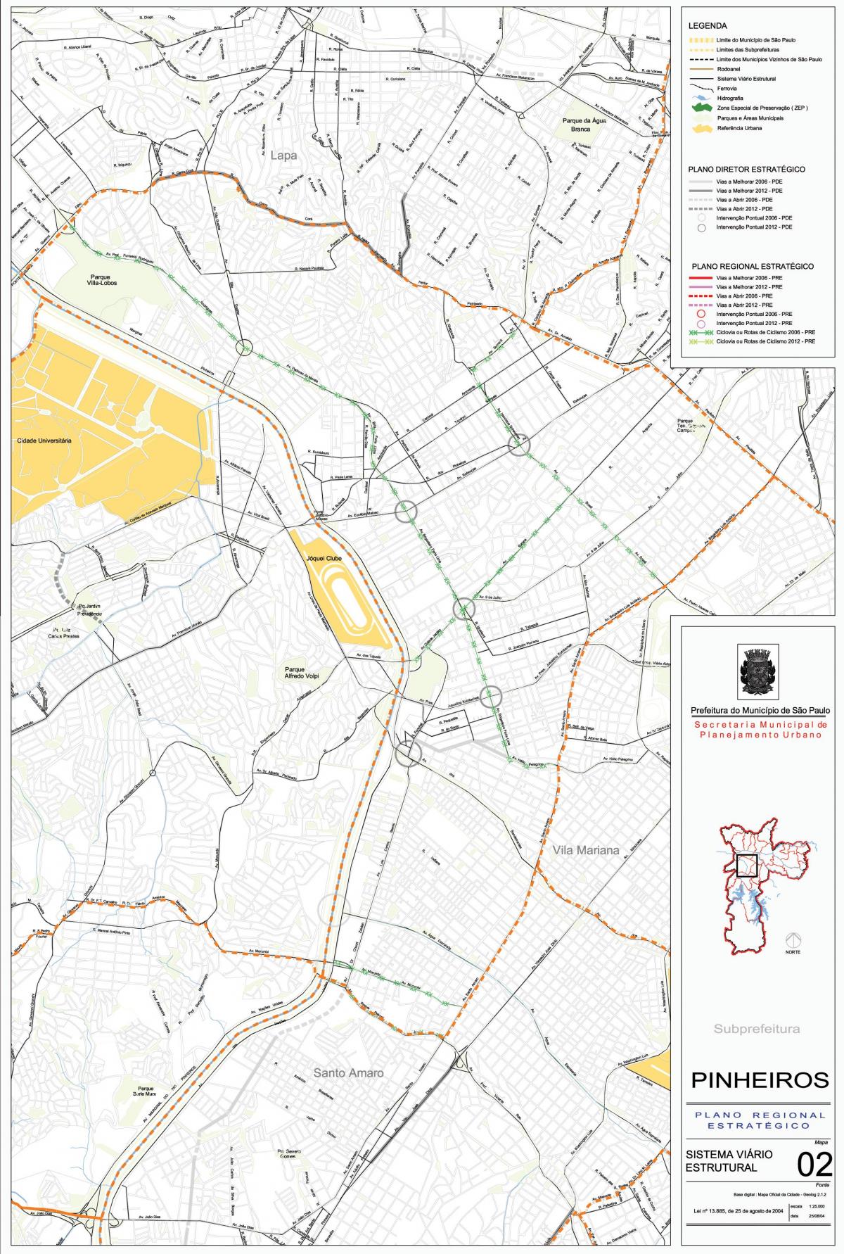 Mappa di São Paulo Pinheiros - Strade