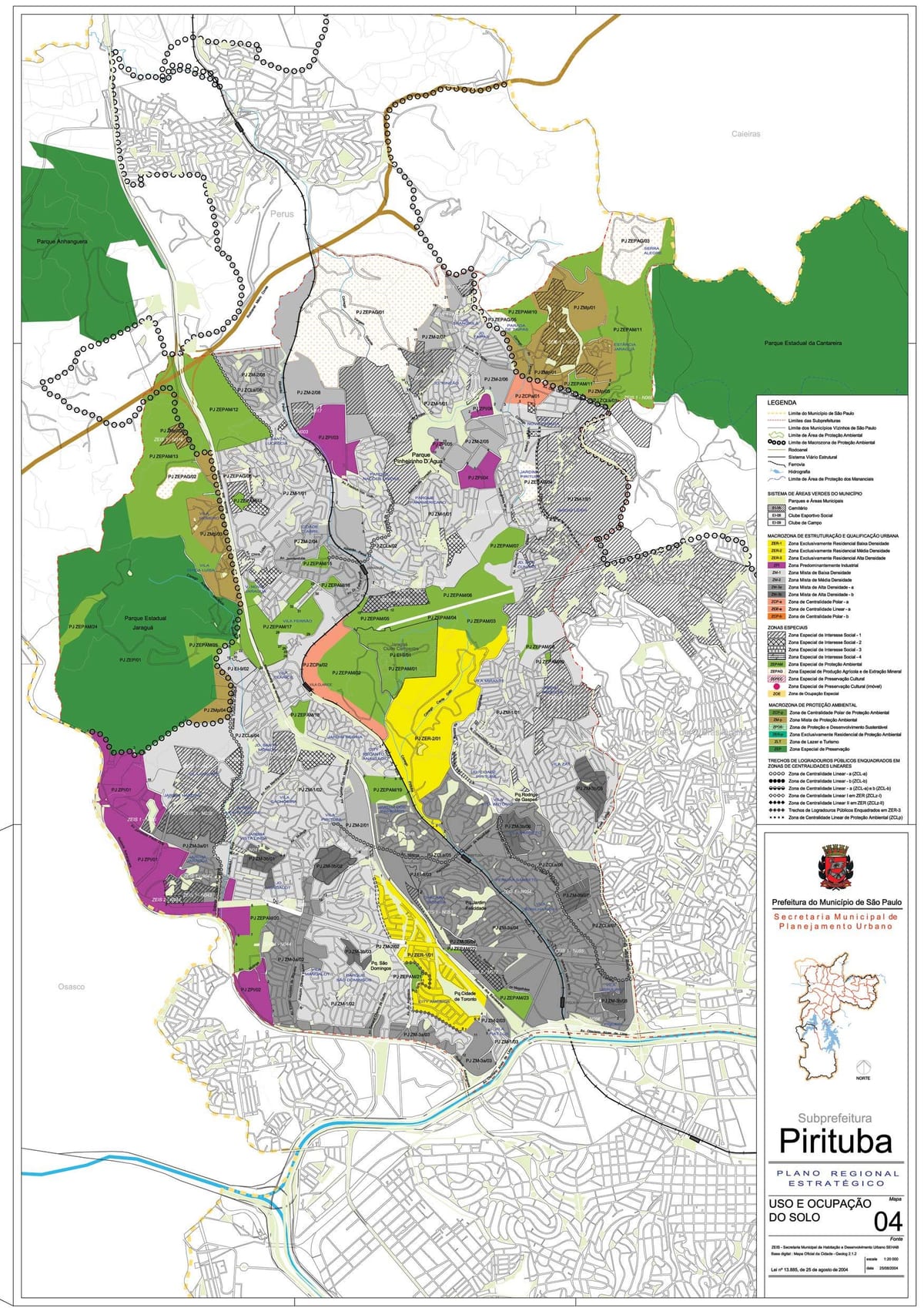 Mappa di Pirituba-Jaraguá São Paulo - Occupazione del suolo