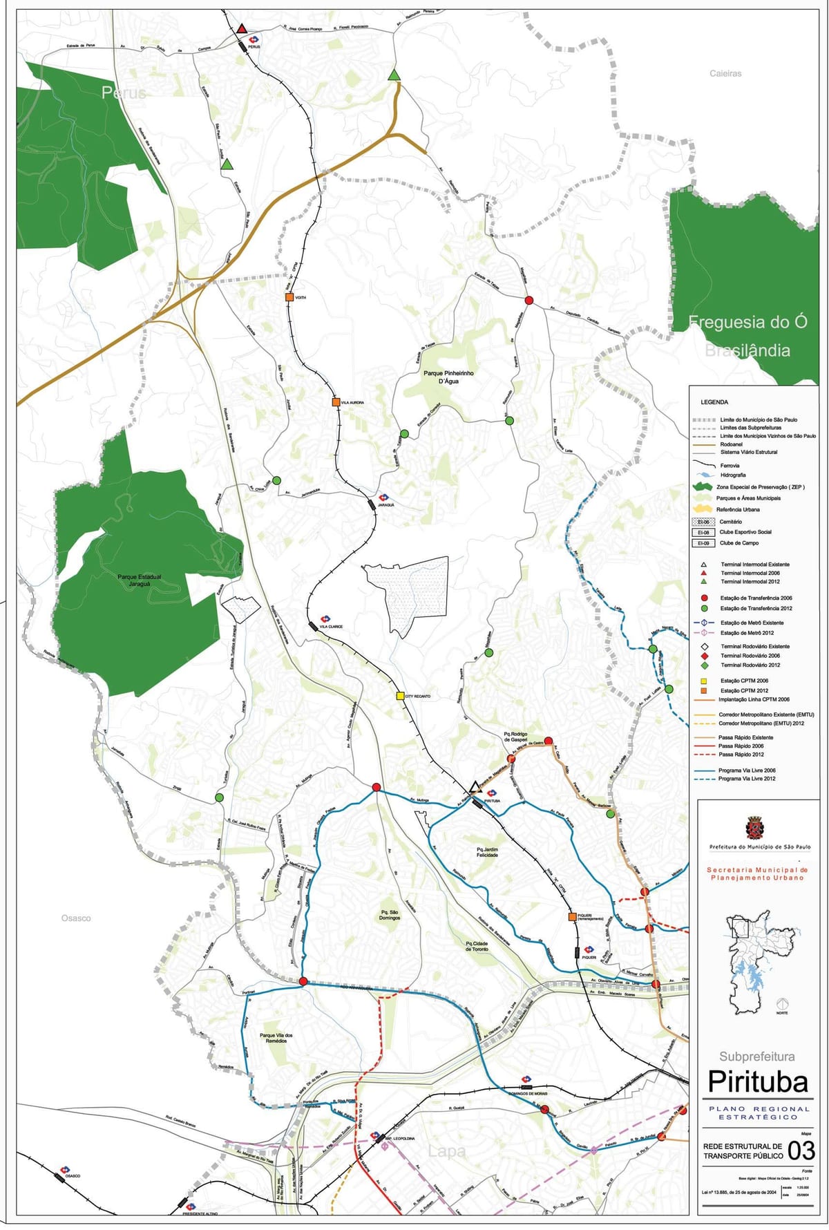 Mappa di Pirituba-Jaraguá São Paulo - trasporti Pubblici