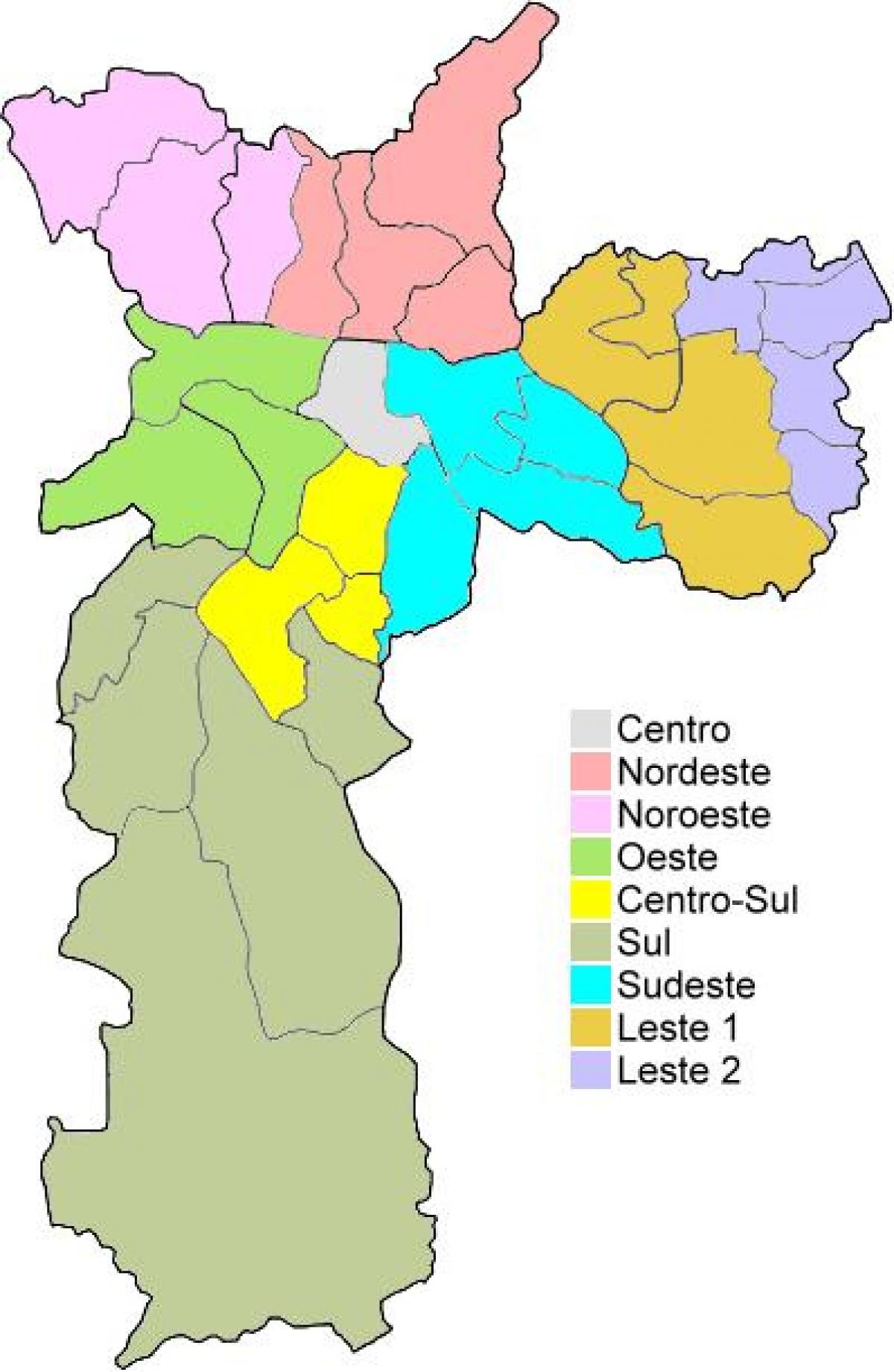 Mappa di regioni amministrative in São Paulo