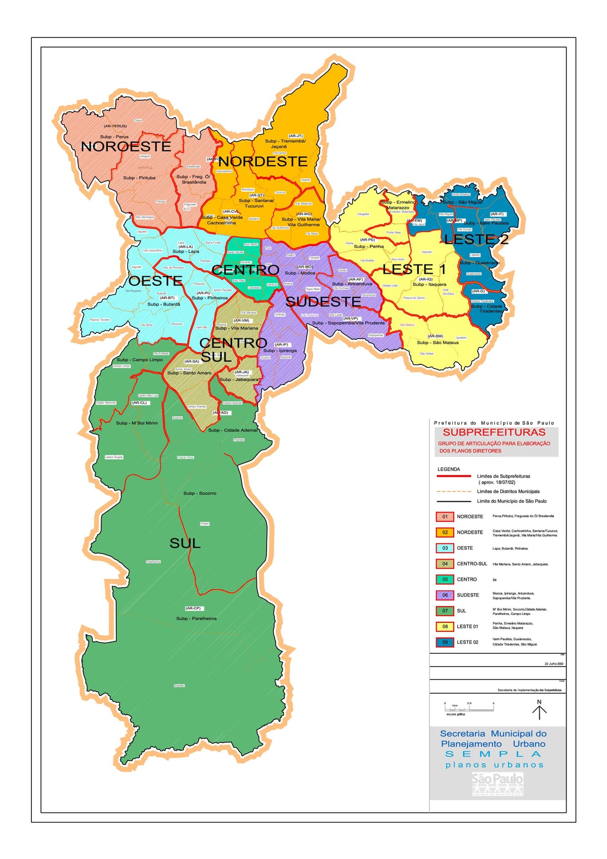 Mappa delle aree di São Paulo