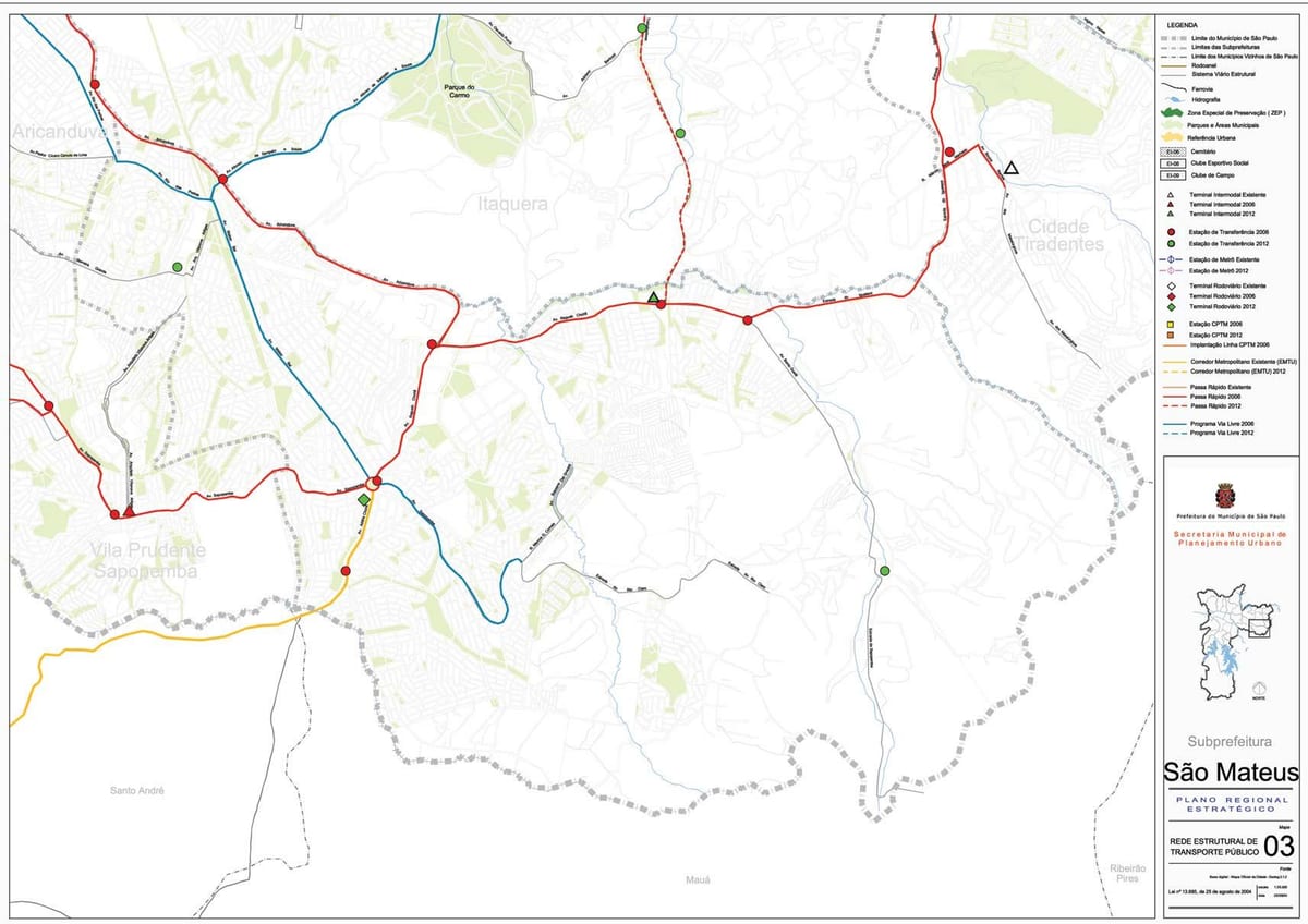 Mappa di São Mateus São Paulo - trasporti Pubblici