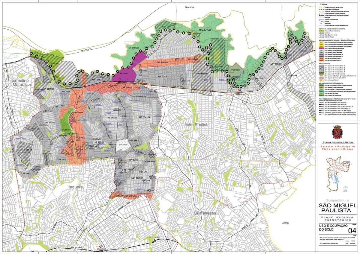Mappa di São Miguel Paulista, São Paulo - Occupazione del suolo