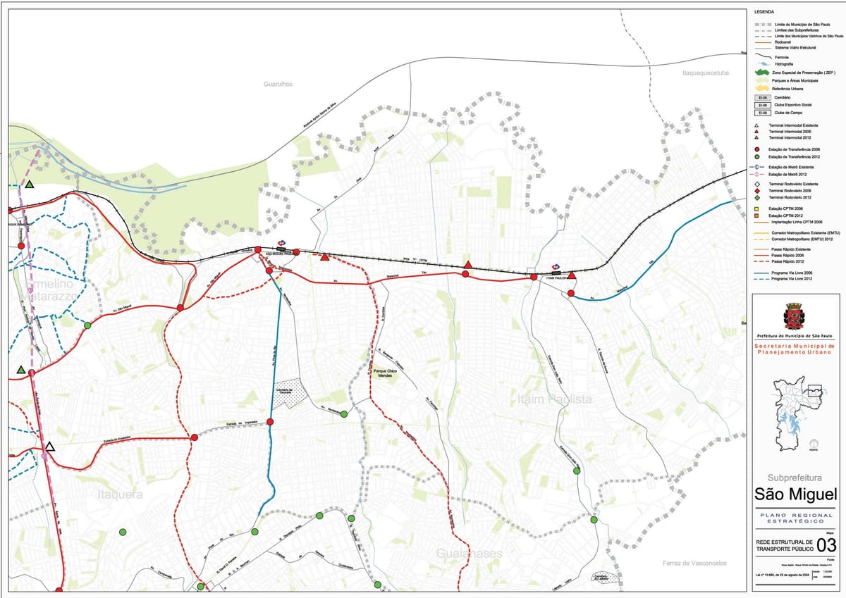 Mappa di São Miguel Paulista, São Paulo - trasporti Pubblici