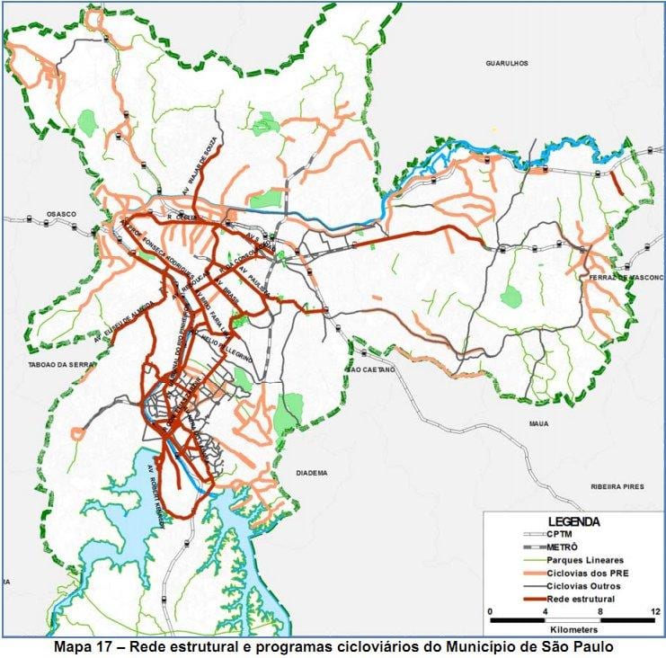 Mappa di São Paulo ciclabile