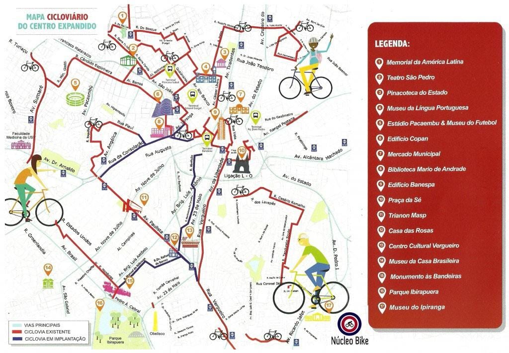 Mappa di São Paulo ciclabile