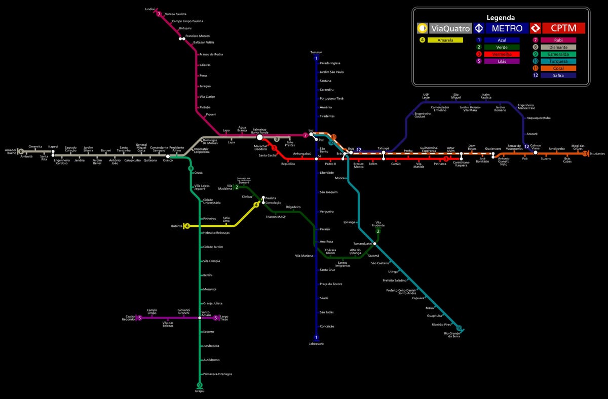 Mappa di São Paulo CPTM metro