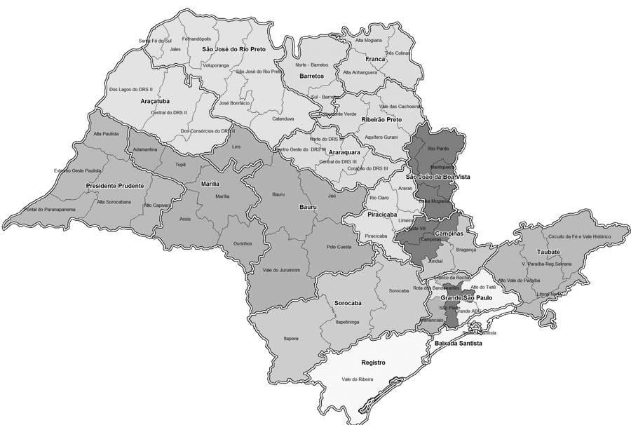 Mappa di São Paulo in bianco e nero