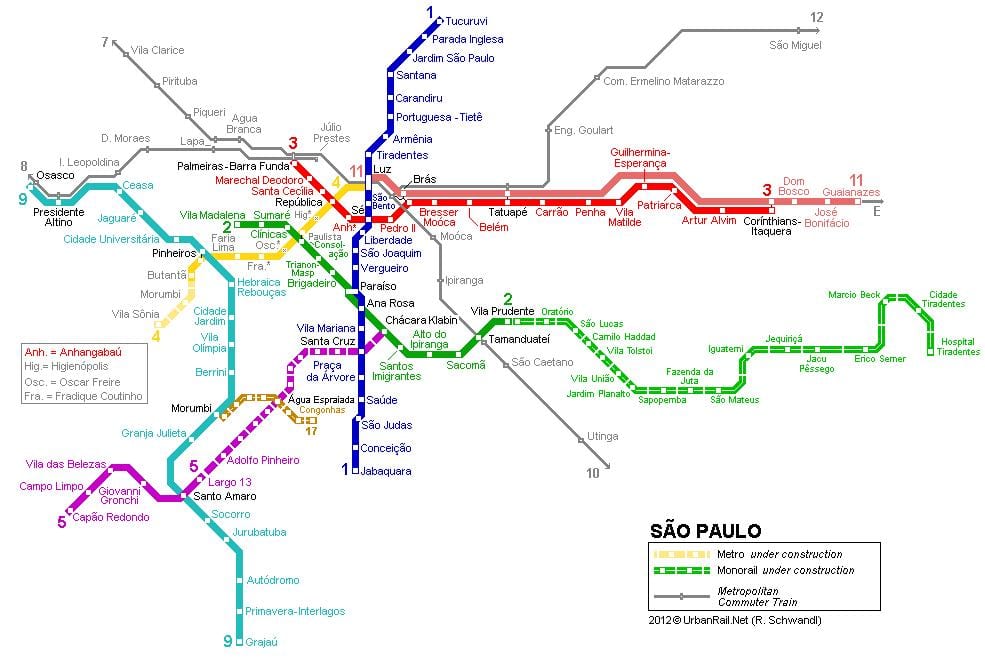Mappa di São Paulo monorotaia