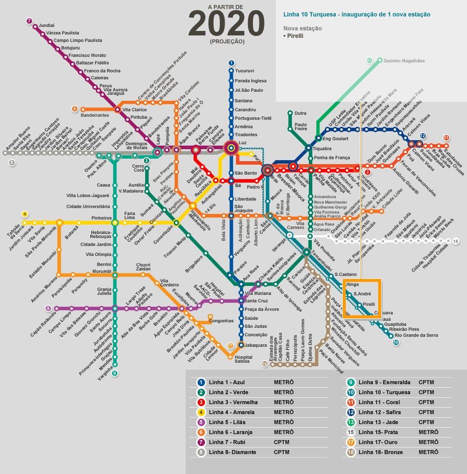 Mappa di São Paulo rete della metropolitana