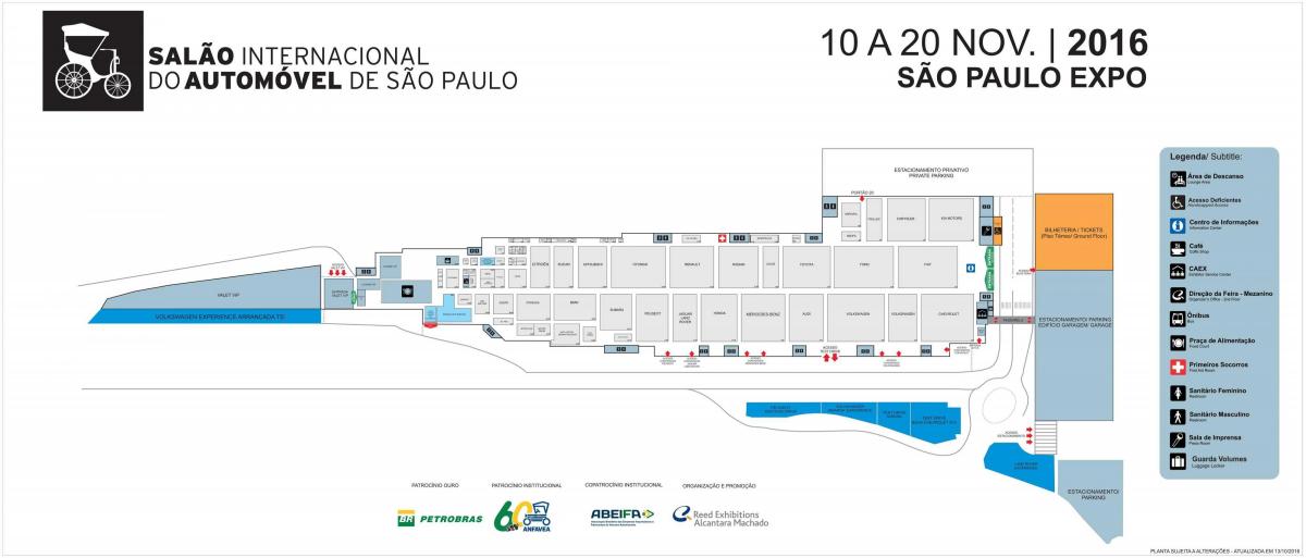 Mappa del salone dell'auto di São Paulo
