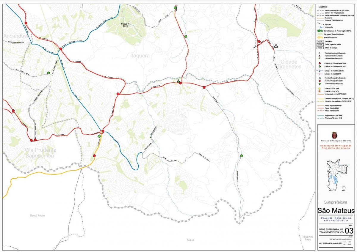 Mappa di São Mateus São Paulo - trasporti Pubblici