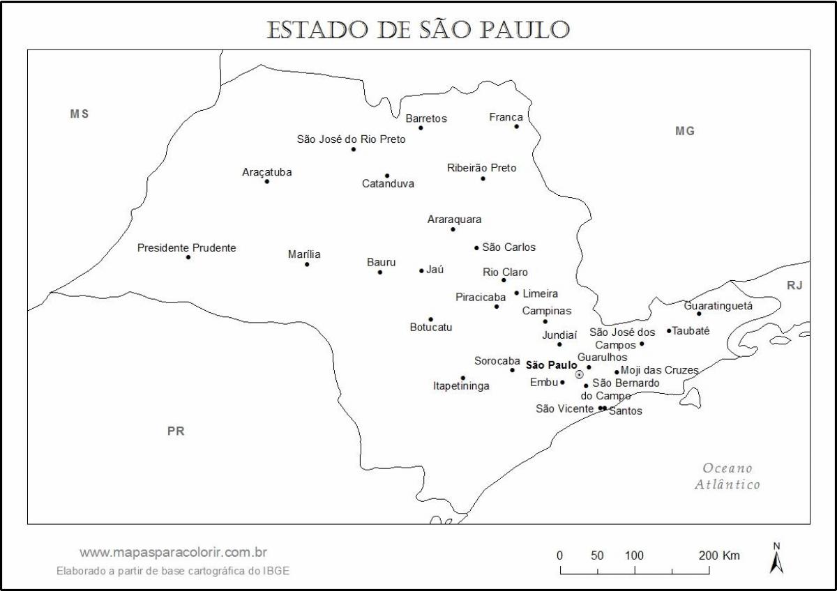 Mappa di São Paulo - vergine principali città