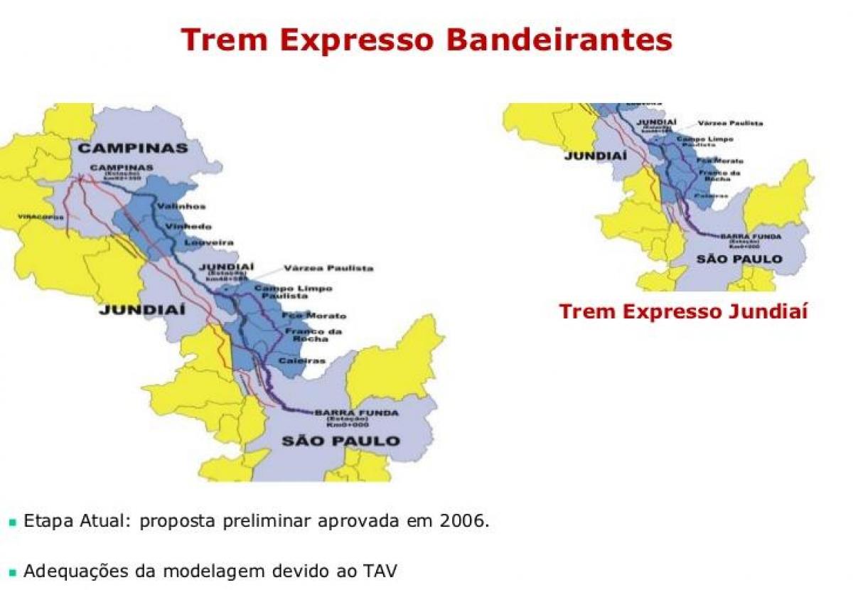 Mappa di São Paulo Espresso Bandeirantes