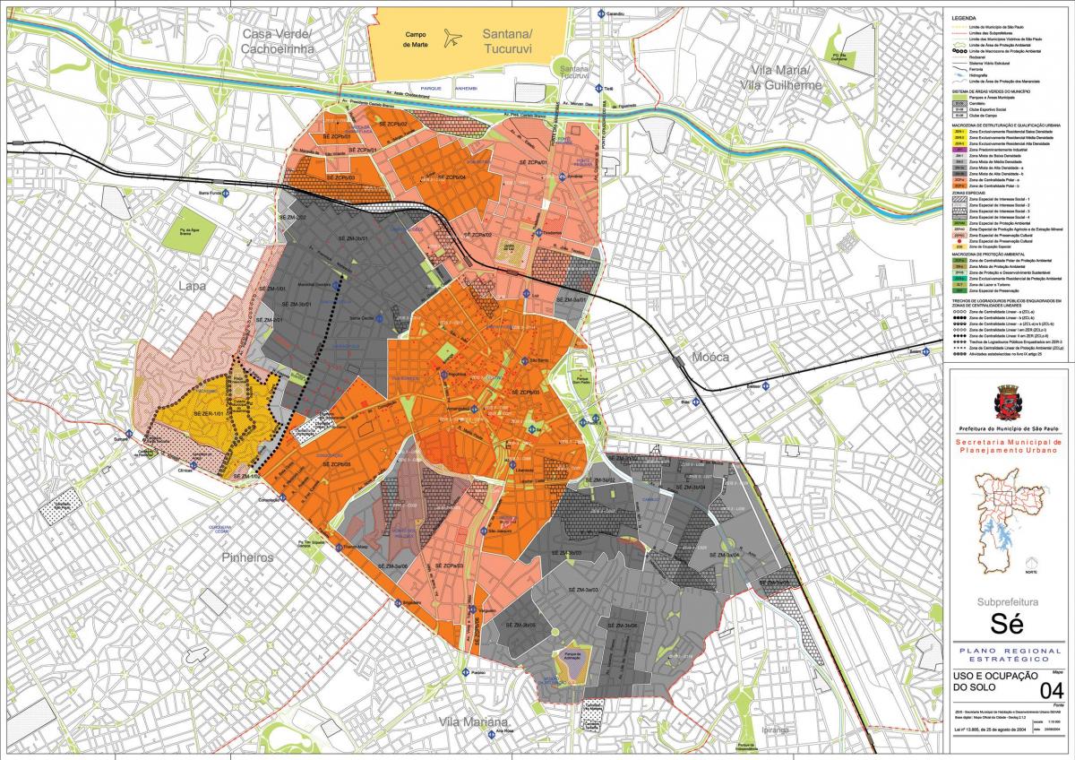 Mappa di Sé São Paulo - Occupazione del suolo