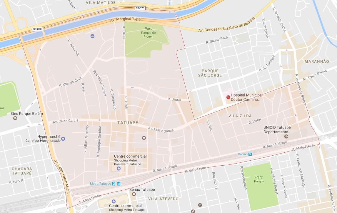 Mappa di Tatuapé São Paulo