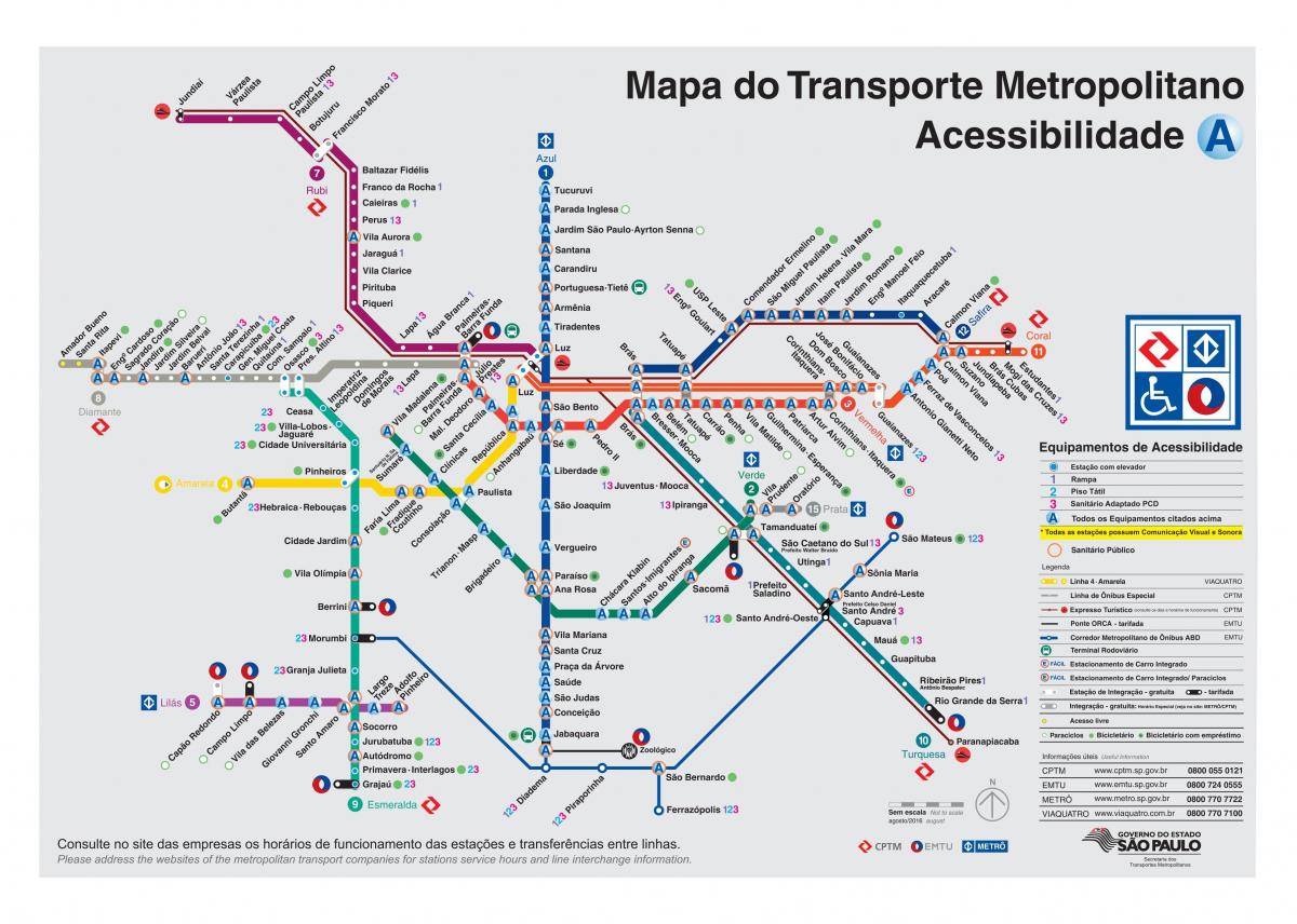 La mappa dei trasporti Sao Paulo - Accesso disabili