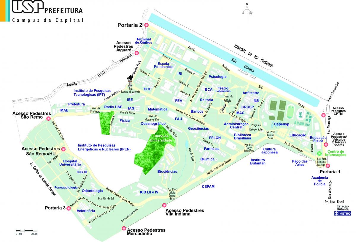 Mappa di università di São Paulo - USP