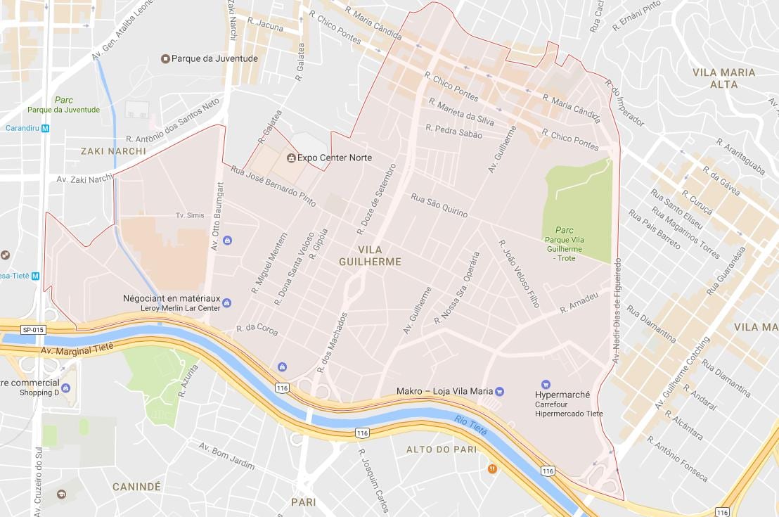 Mappa di Vila Guilherme São Paulo