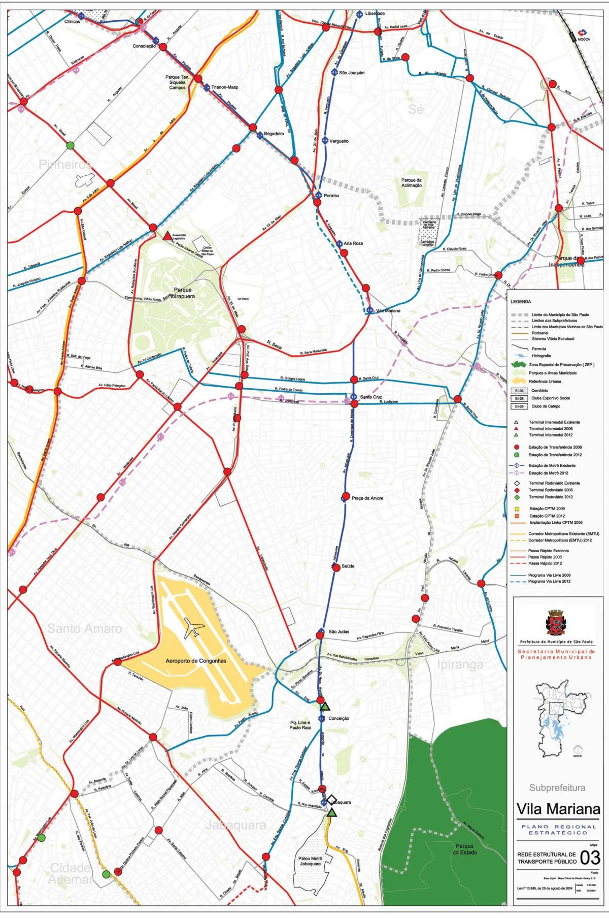 Mappa di Vila Mariana, São Paulo - trasporti Pubblici