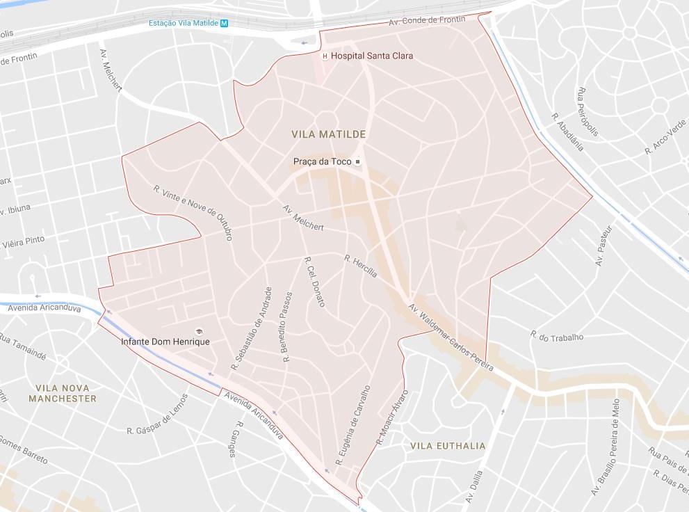Mappa di Vila Matilde di São Paulo