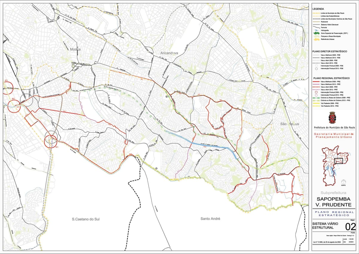 Mappa di Vila Prudente São Paulo - Strade