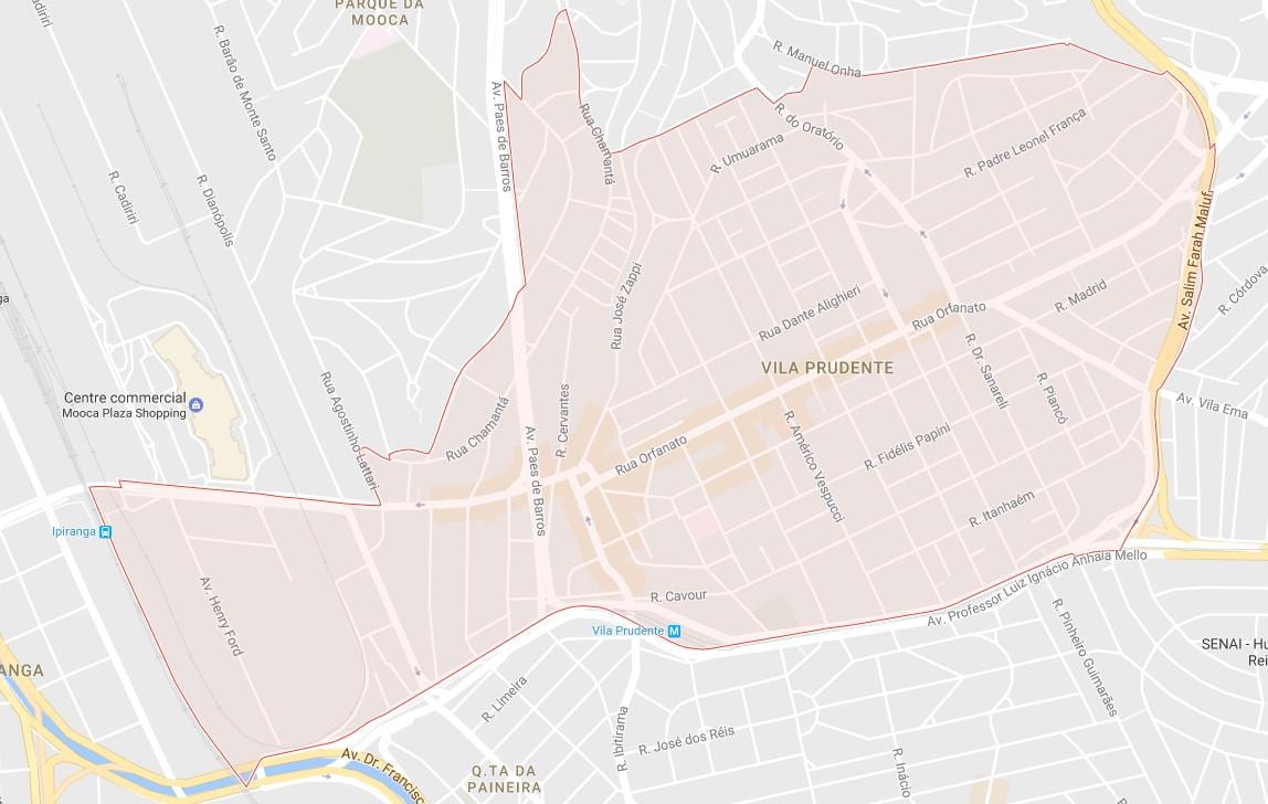 Mappa di Vila Prudente São Paulo