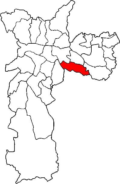 Mappa di Vila Prudente sub-prefettura di São Paulo