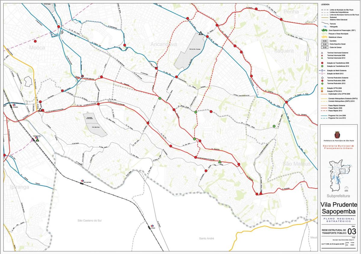 Mappa di Vila Prudente São Paulo - trasporti Pubblici