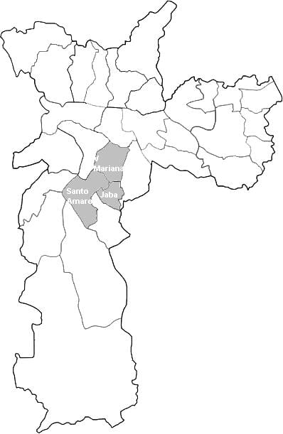 Mappa della zona Centro-sud di São Paulo