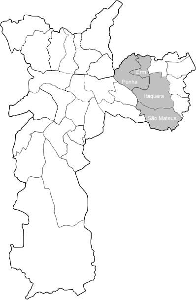 Mappa della zona Leste 1 São Paulo