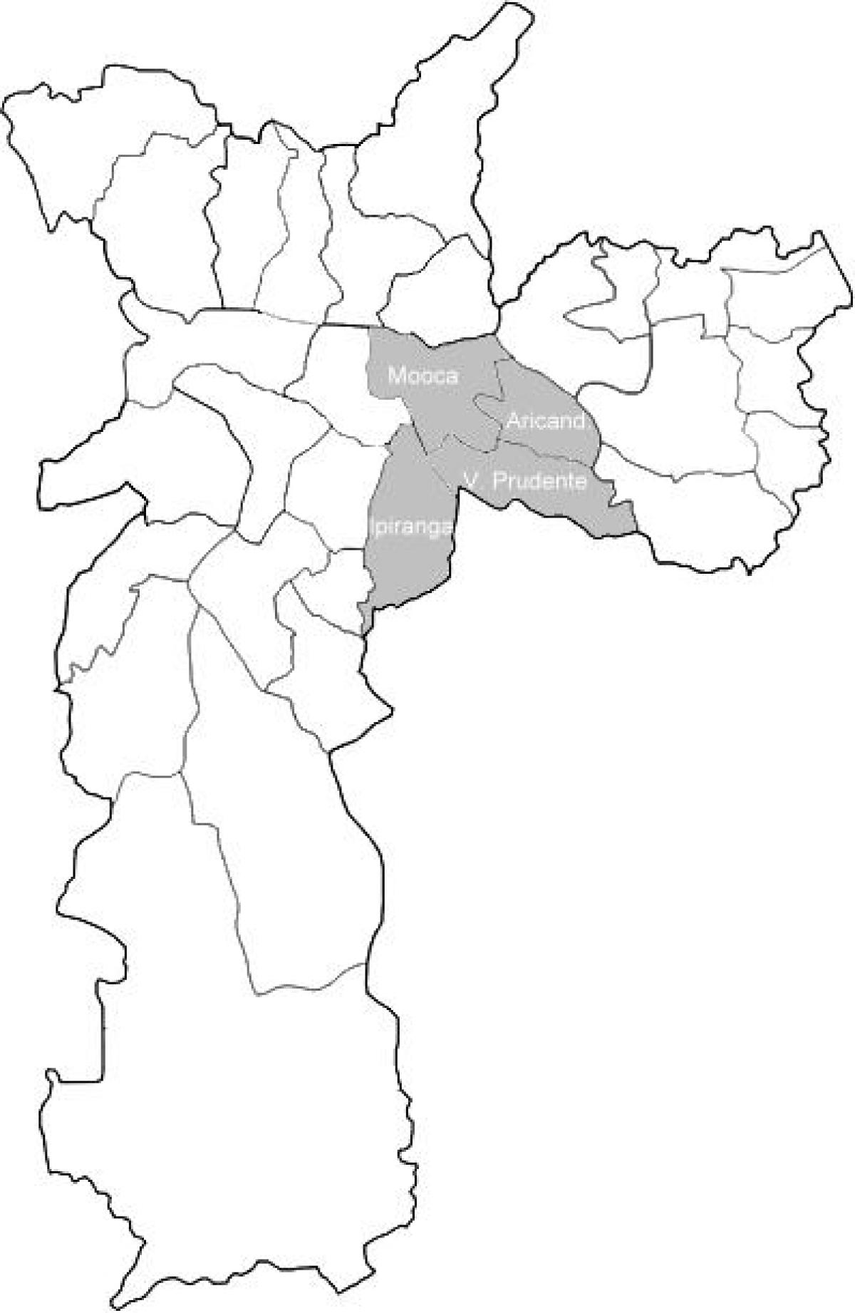Mappa della zona di Sudeste São Paulo