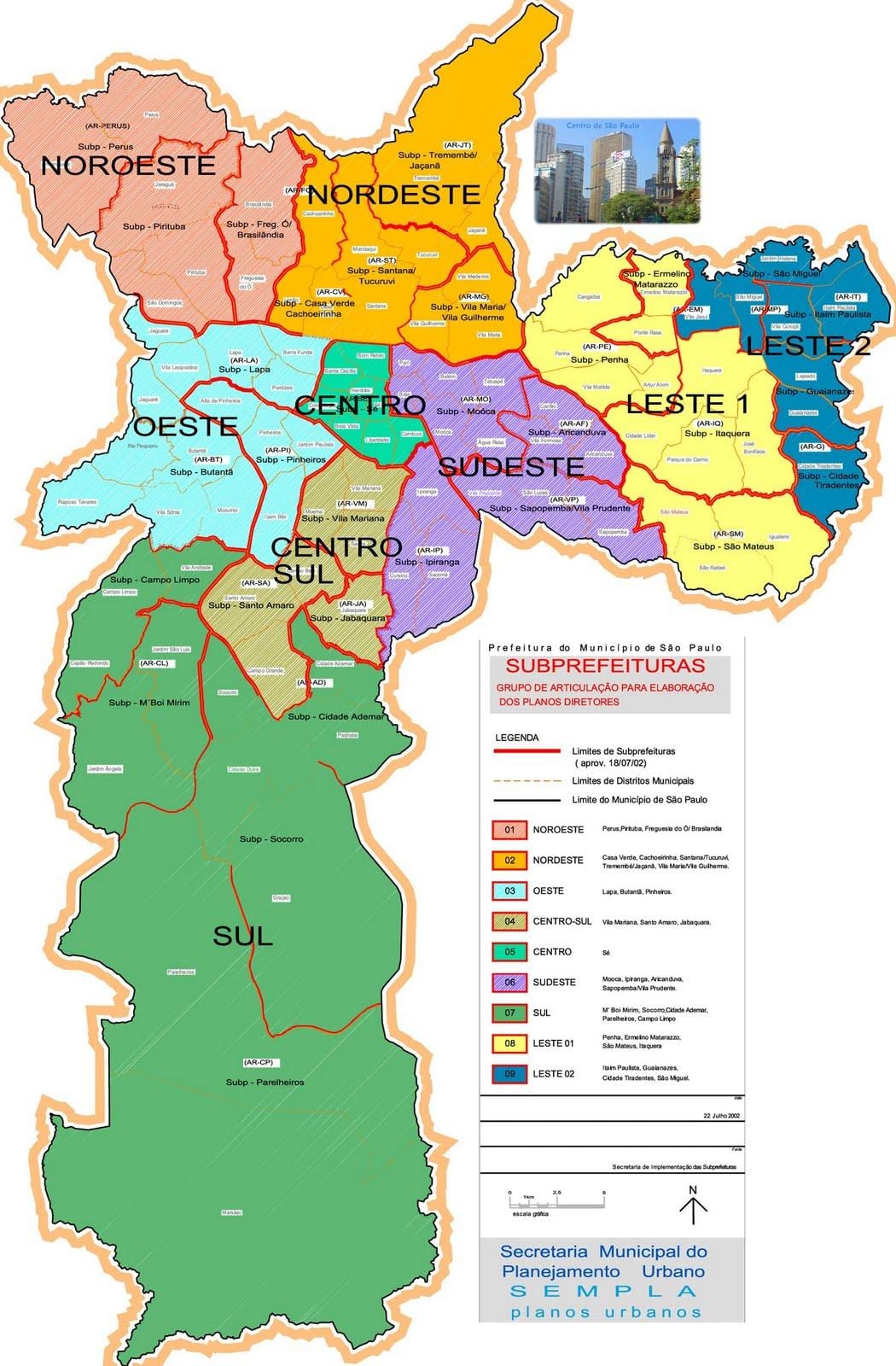 Mappa di zonas di São Paulo