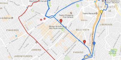 Mappa di circolare turismo São Paulo - Linee