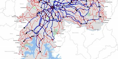 Mappa di terminali di bus di Stato di São Paulo