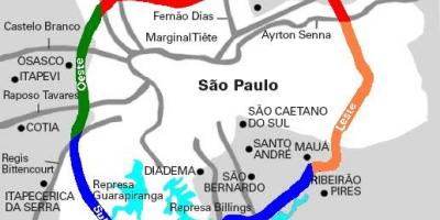 Mappa di Mário Covas autostrada - SP 21