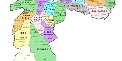 Mappa di sub-prefettura di São Paulo