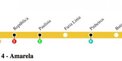 Mappa di São Paulo metro - Linea 4 - Giallo